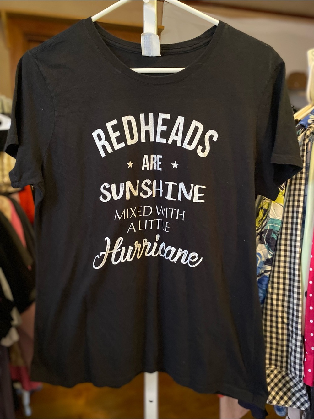 Port and Company Black Graphic Tee - White Text 'Redheads Are Sunshine'